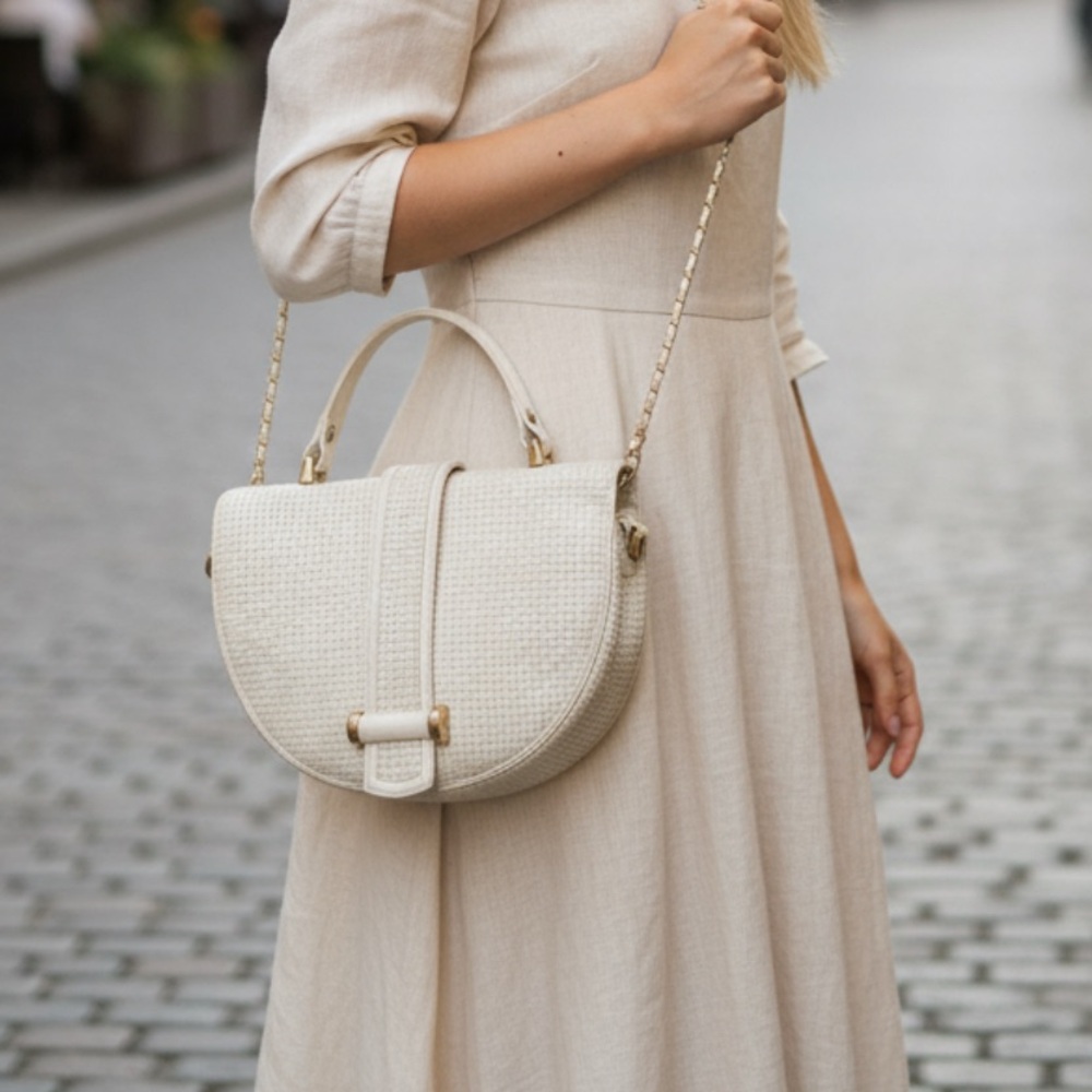 Marco Ricci Venice made in Italy white leather handbag.